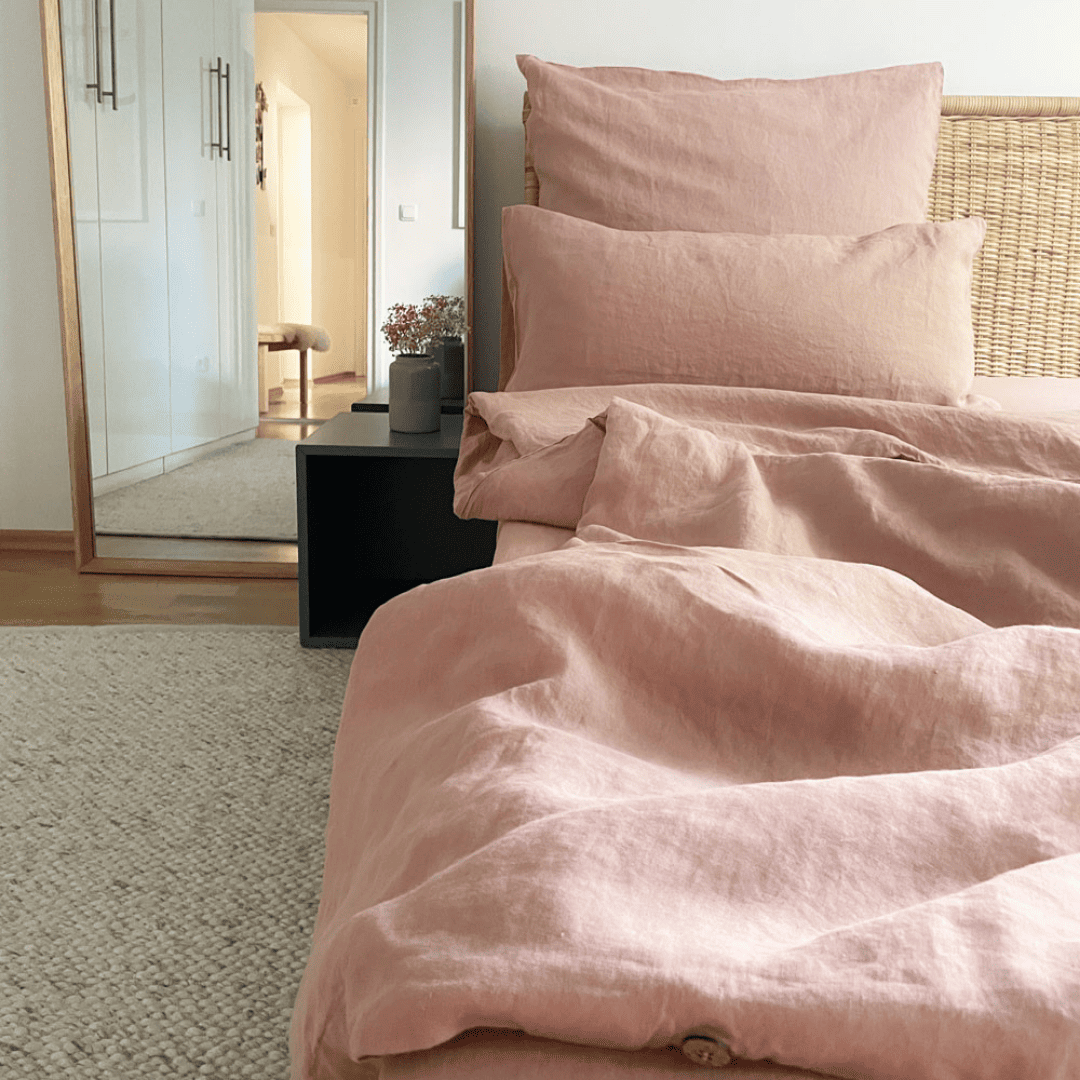 Leinen Bettwäsche-Set ANEA - Rosa