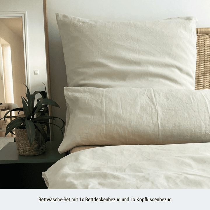 Leinen Bettwäsche-Set EDLA - Champagner Ambiente Schlafzimmer
