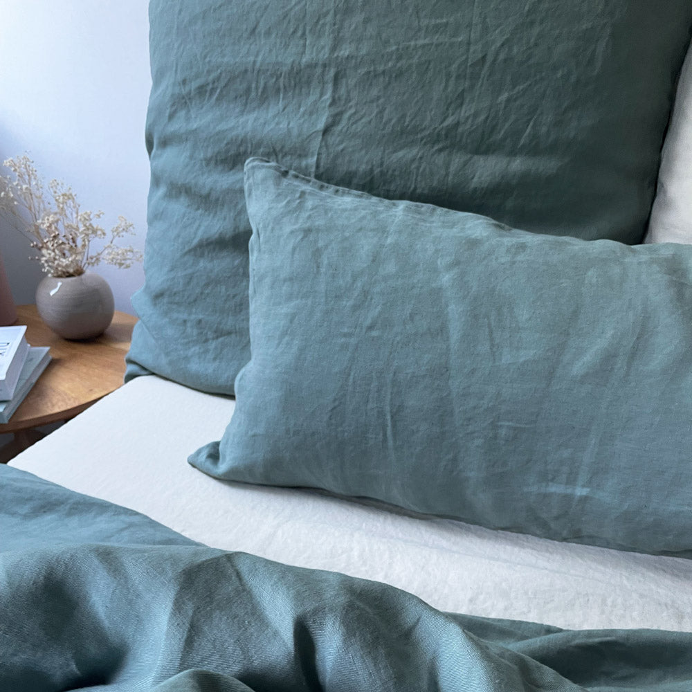nordery premium collection Bettwäsche-Set Bettbezug Leinen Liva graublau nachhaltig  zertifiziert 80x80 135x200 155x220 200x200 cm