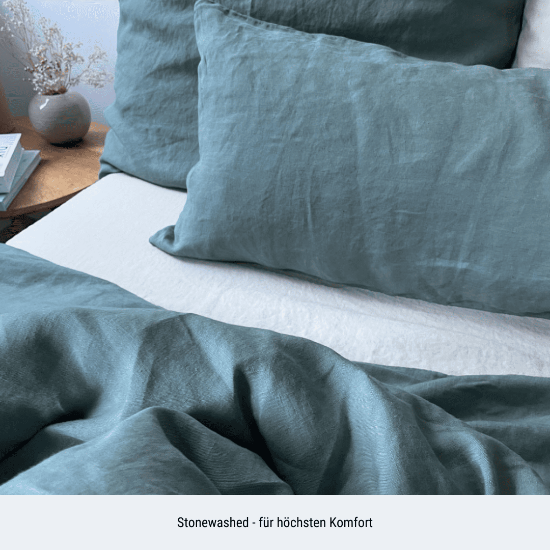 Leinen Bettwäsche-Set "Liva" - Graublau