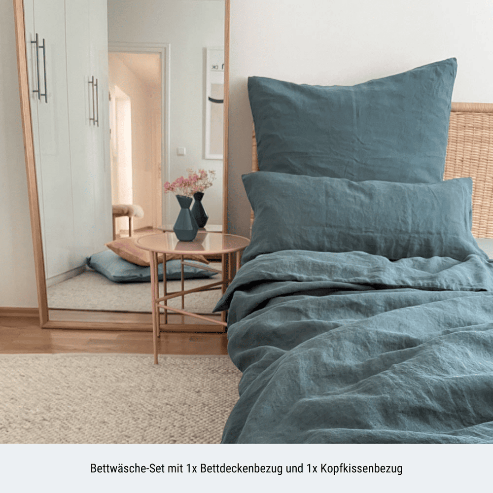 Leinen Bettwäsche-Set LIVA - Graublau Ambiente