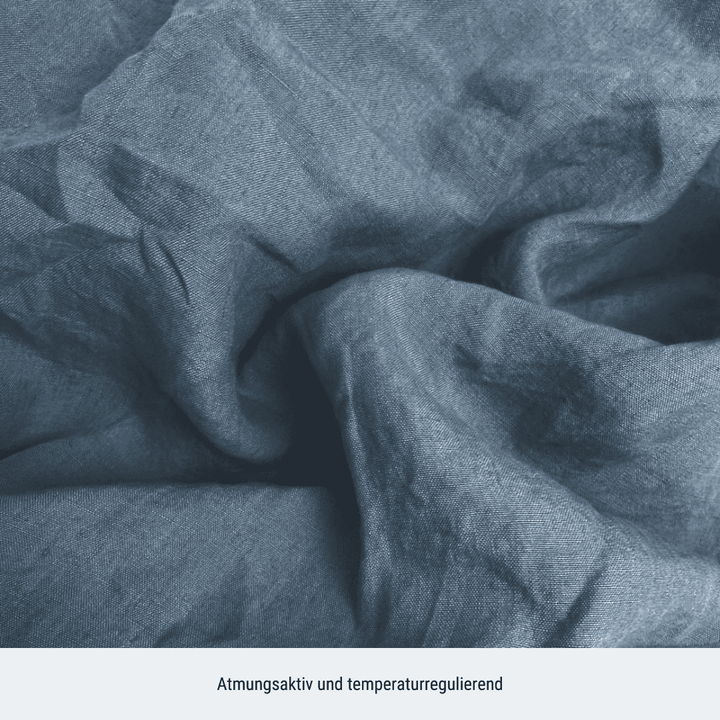 Leinen Bettwäsche-Set LIVA - Graublau Stoffdetails