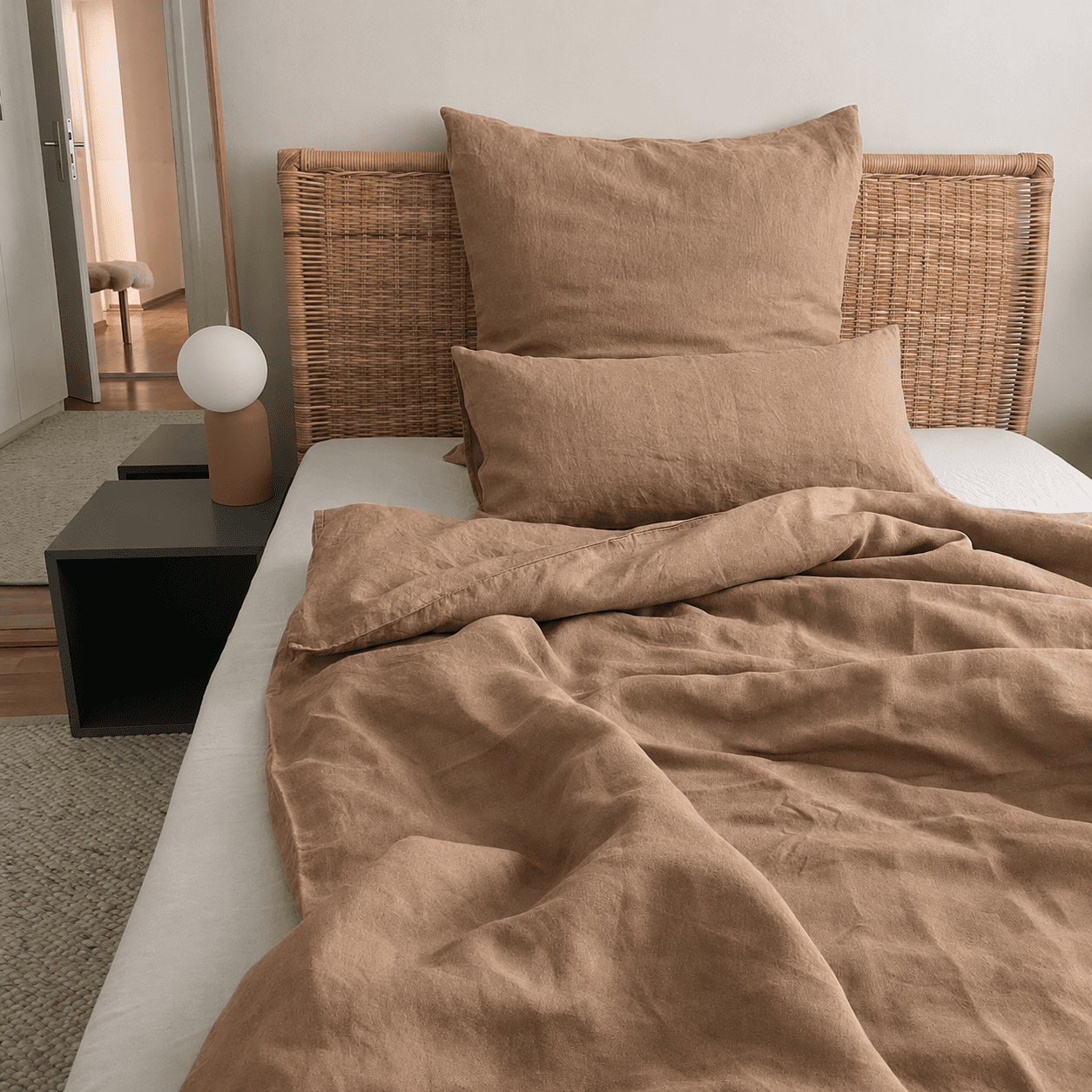 Bettwäsche-Set aus Leinen in Taupe