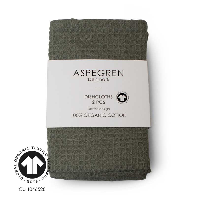 Aspegren Denmark Geschirrtuch Waffelstruktur North Olive olivgruen Baumwolle nordery