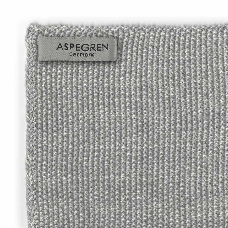 Aspegren Denmark Spültuch Solid Gray Light grau zwei Farben gestrickt 2er-Set GOTS nachhaltig nordery