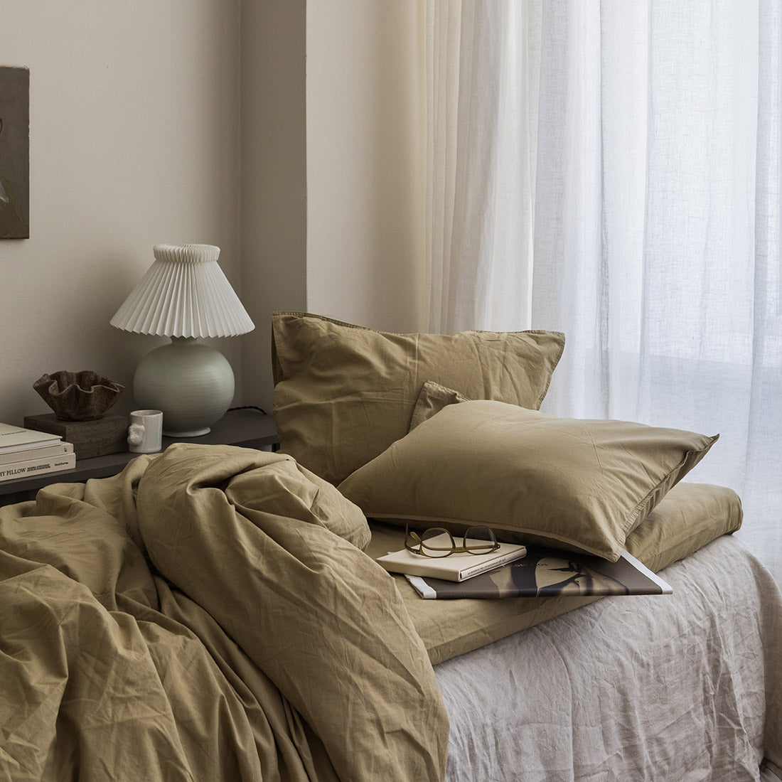Spannbettlaken "Bosco" Bettwäsche & Decken  Olive Goldbeige midnatt nordery