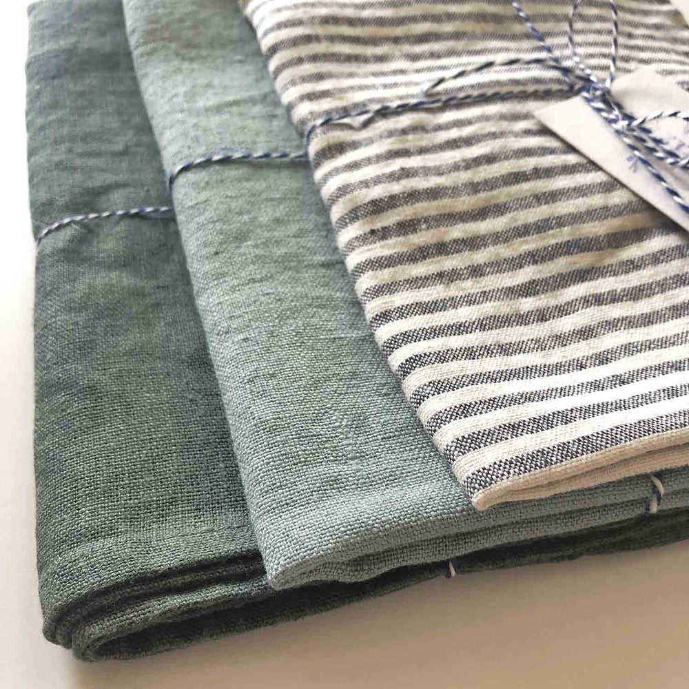Geschenkbox 3er Set Leinen Geschirrtücher Green Harmony Linen Tales nordery