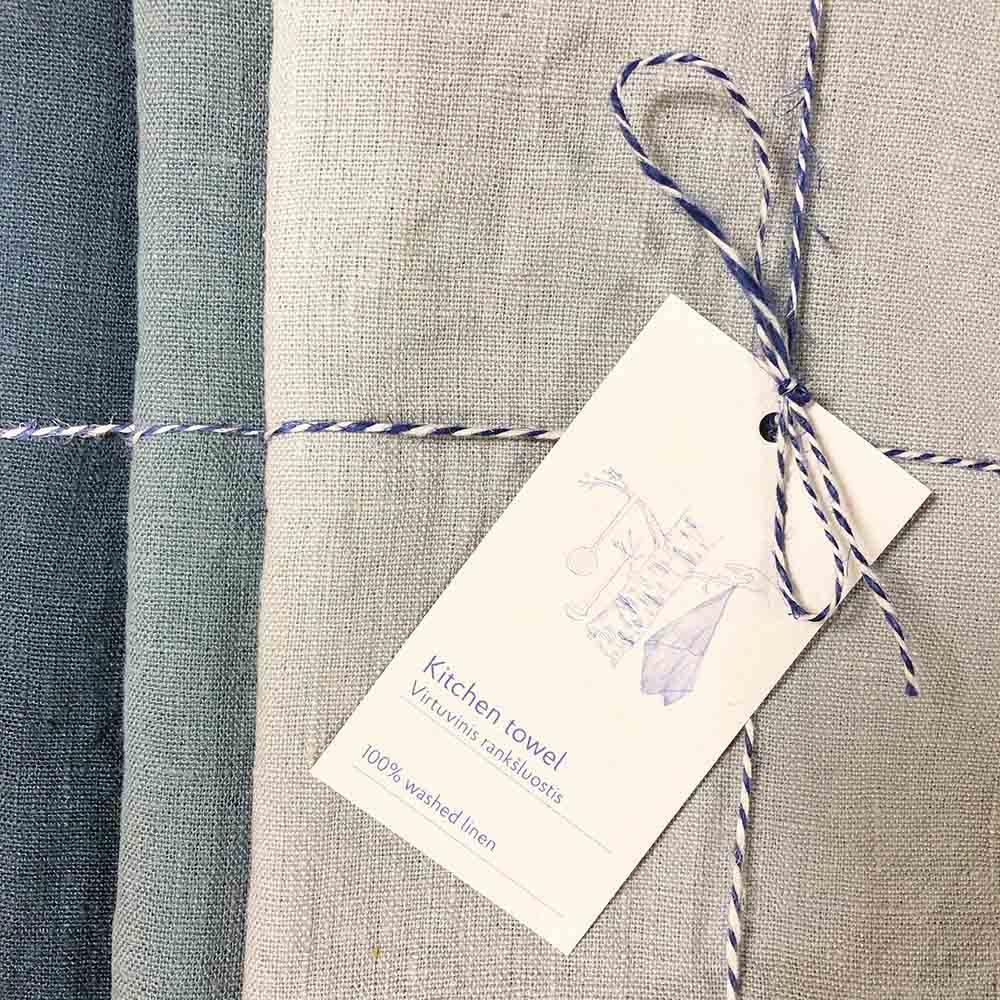 Geschenkbox 3er Set Leinen Geschirrtücher Blue Linen Tales nordery