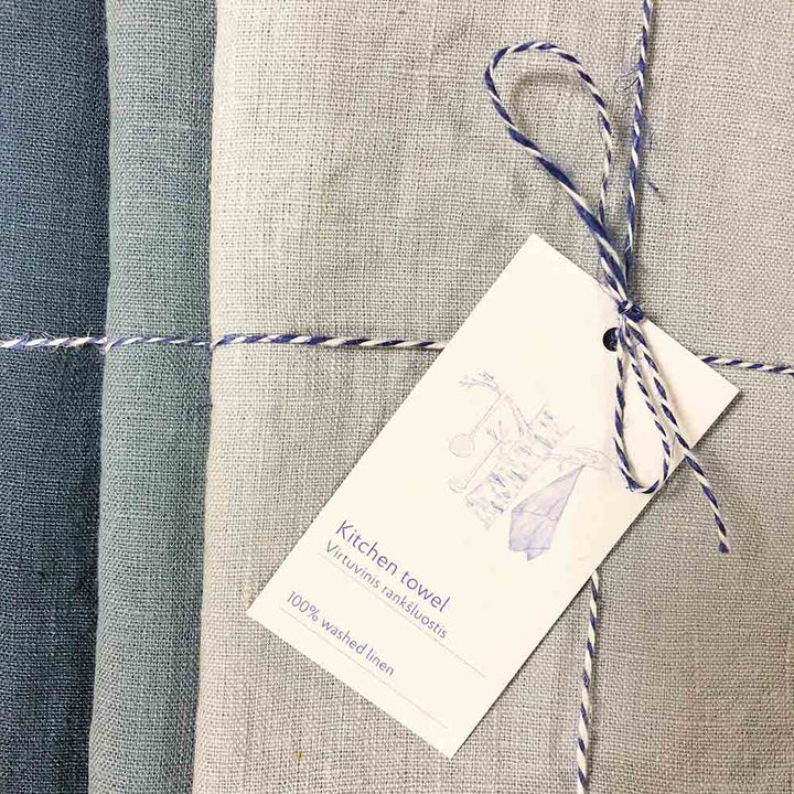 Geschenkbox 3er Set Leinen Geschirrtücher Blue Linen Tales nordery
