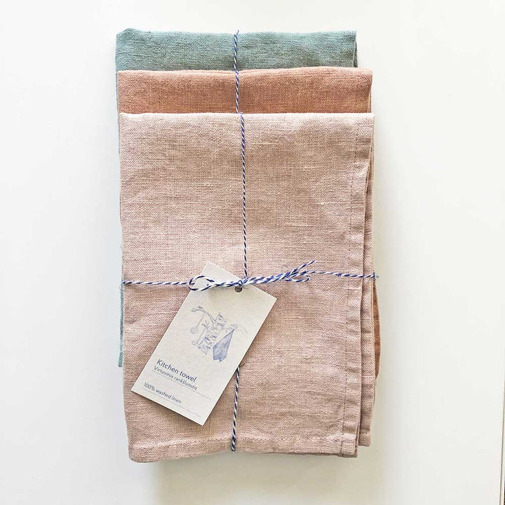 Geschenkbox 3er Set Leinen Geschirrtücher Pastell Linen Tales nordery