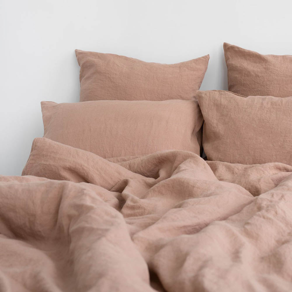 linen tales leinen kopfkissen bezug cafe creme altrosa nordery