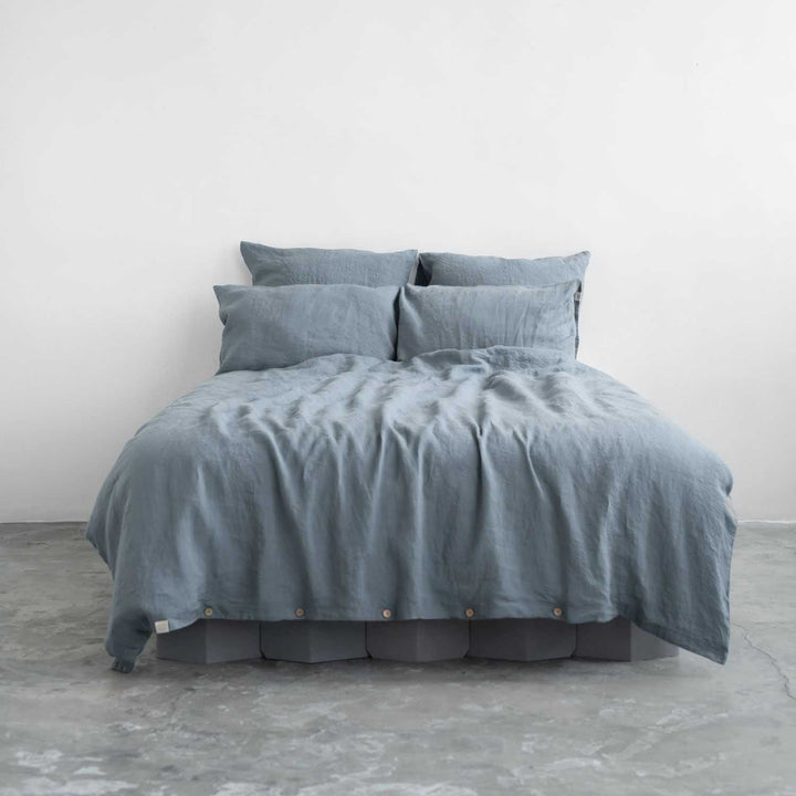 linen tales leinen bettwäscheset blue fog nebelblau nordery