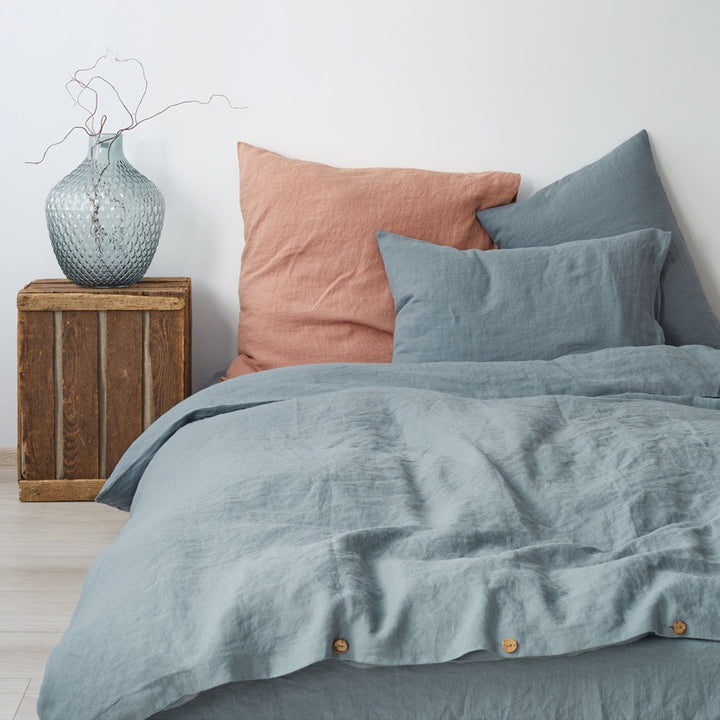 Linen Tales Bettwäscheset Blue Fog nebelblau Leinen nordery