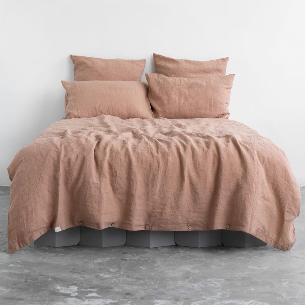 linen tales leinen kopfkissen bezug cafe creme altrosa nordery