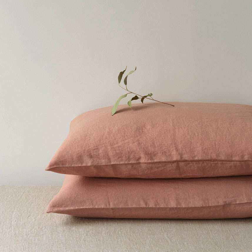 linen tales leinen kopfkissen bezug cafe creme altrosa nordery