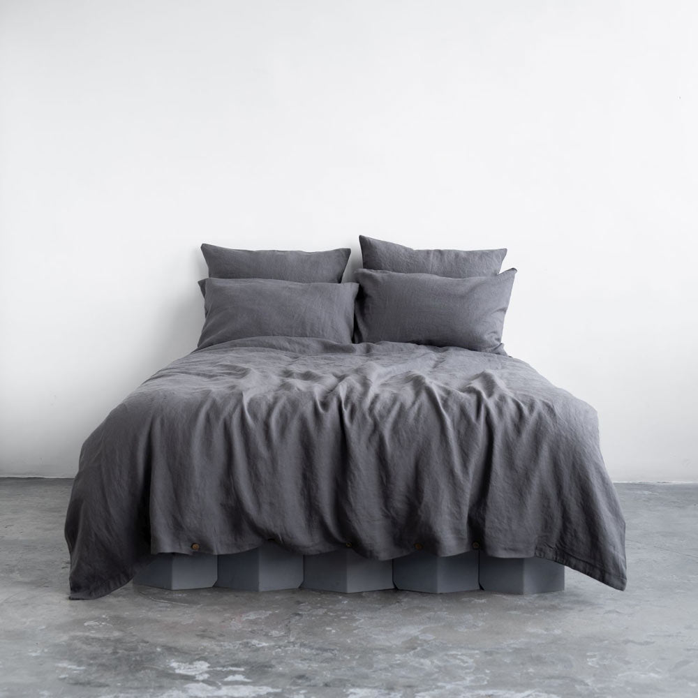 Linen Tales Kopfkissenbezug Leine Dark Grey dunkelgrau 40x80 80x80 nordery