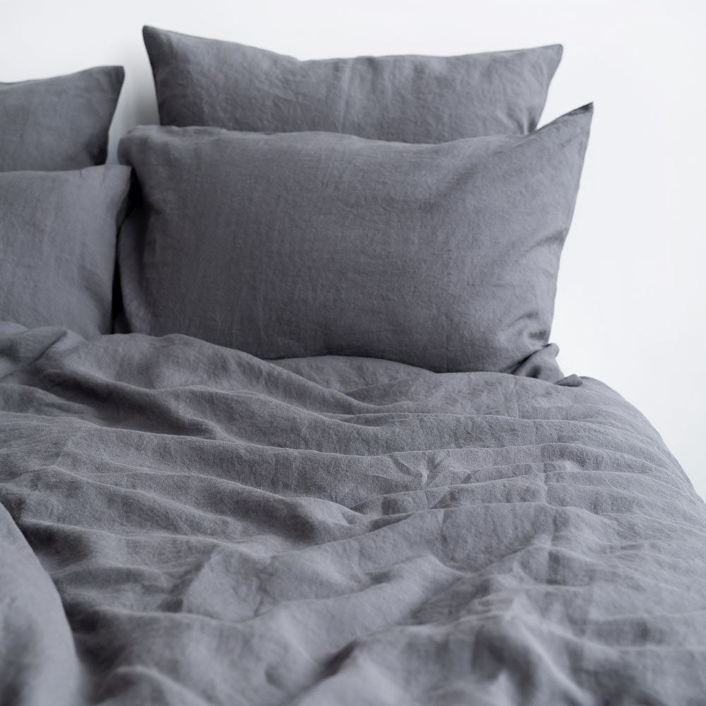 Linen Tales Kopfkissenbezug Leine Dark Grey dunkelgrau 40x80 80x80 nordery
