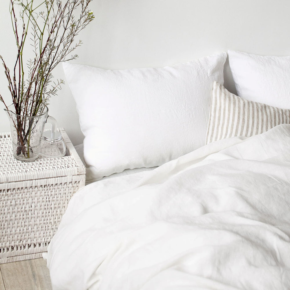 Linen Tales Gestreifter Deko Kissenbezug Leinen Natural White Stripes natur weiss nordery