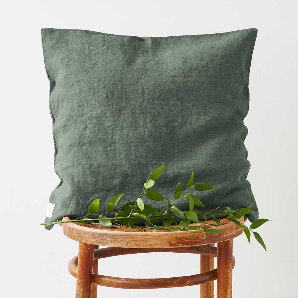 Linen Tales Leinen Deko Kissenbezug forest green dunkengruen 50x50 40x60 nordery