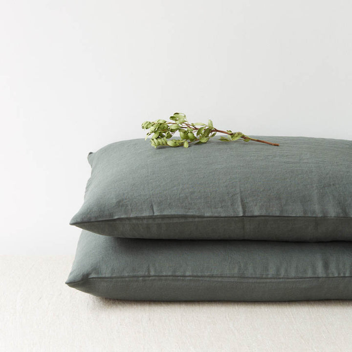 Linen Tales Leinen Deko Kissenbezug forest green dunkengruen 50x50 40x60 nordery