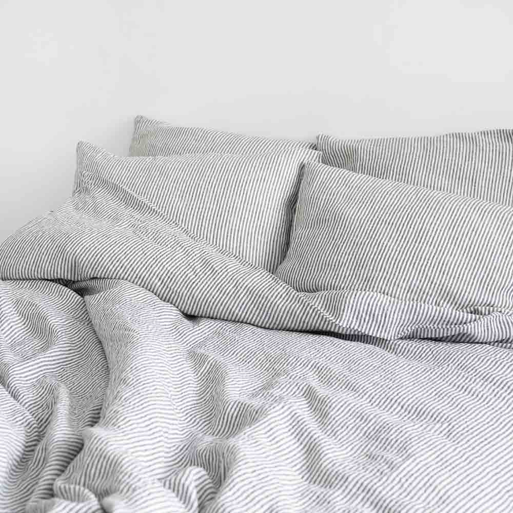linen tales leinen kopfkissenbezug schwarz-weiss gestreift nordery