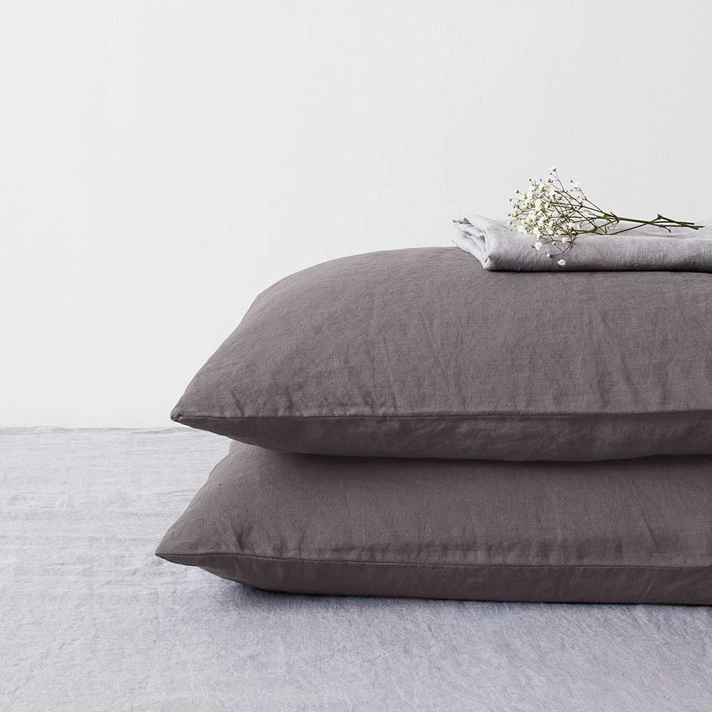 Linen Tales Kissenbezug DArk Grey dunkelgrau Leinen nordery