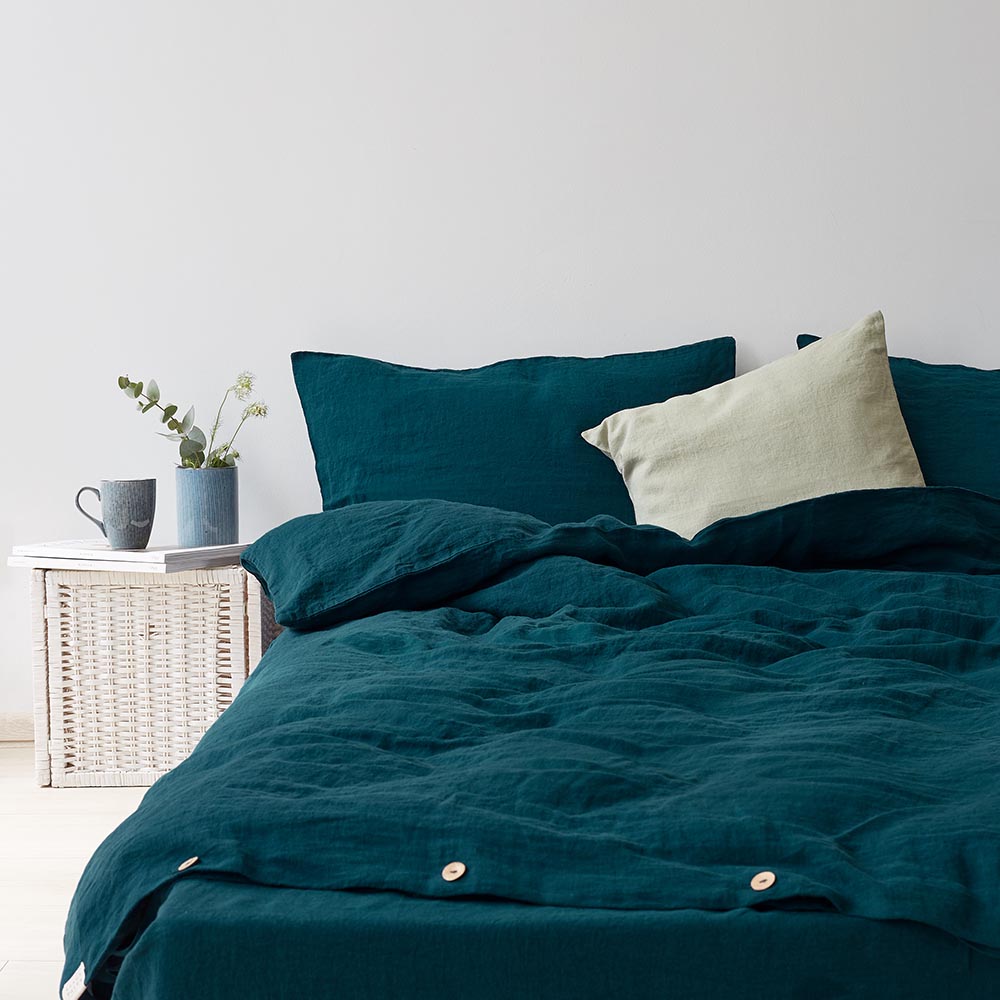Linen Tales Kissenbezug deep water petrol Leinen nordery