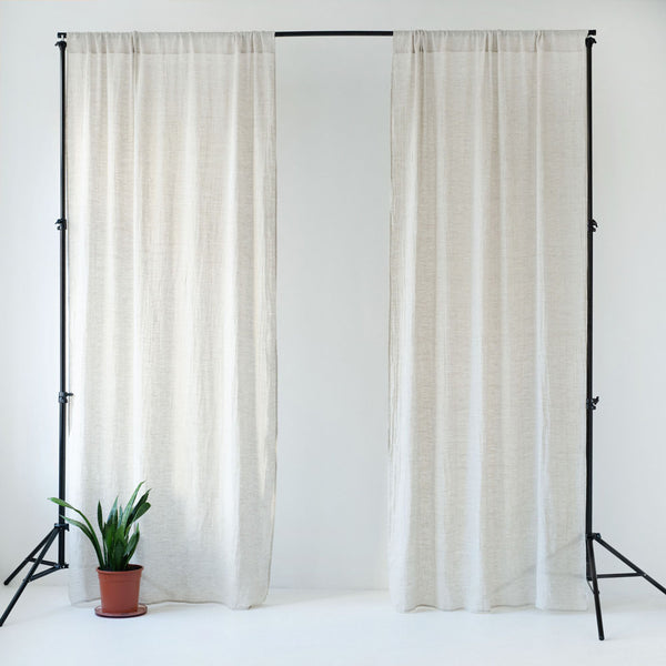 Leinen-Vorhang Natural halbtransparent 2er-Set