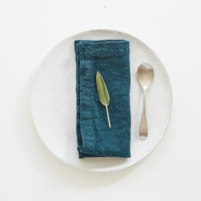 Linen Tales Leinen Serviette Deep Water Petrolblau 2er-Set nordery