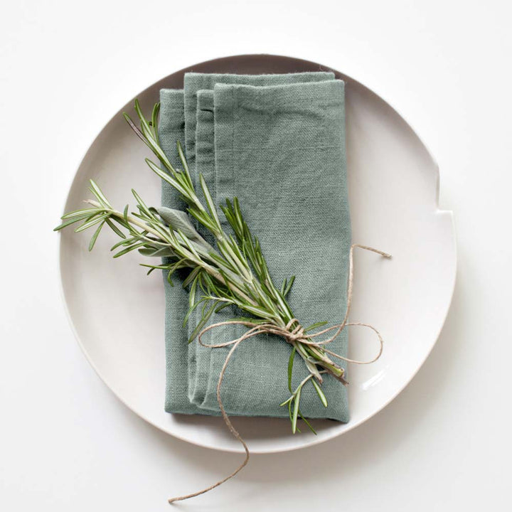 Linen Tales Leinen Serviette Green Milieu graugruen 2er-Set nordery
