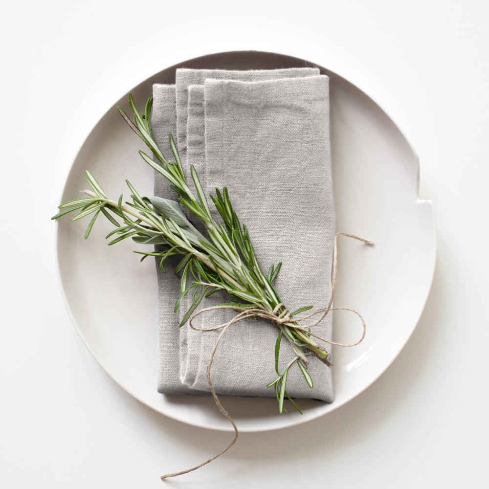 Linen Tales Leinen Serviette Silver hellgrau 2er-Set nordery