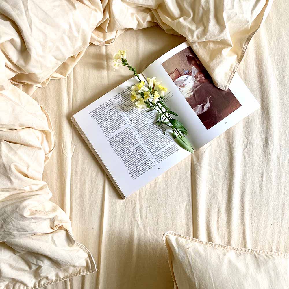 midnatt Spannbettlaken elastisch Sorbetto creme Biobaumwolle nordery