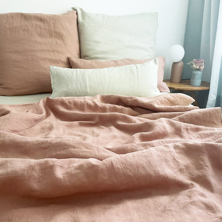 Leinen Bettdeckenbezug ANEA - Rosa Ambiente Bett