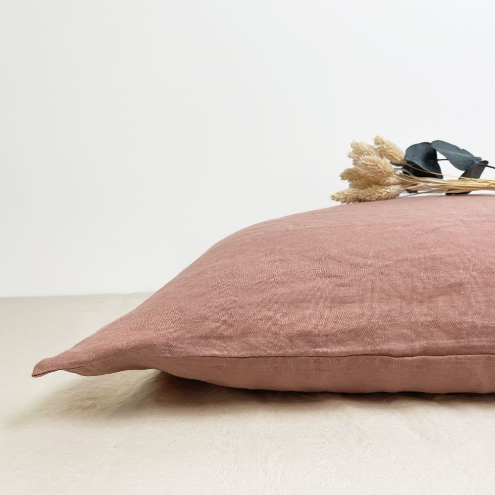 nordery premium collection Bettwäsche Kopfkissenbezug Leinen Anea puderrosa nachhaltig zertifiziert 80x80 40x80 cm