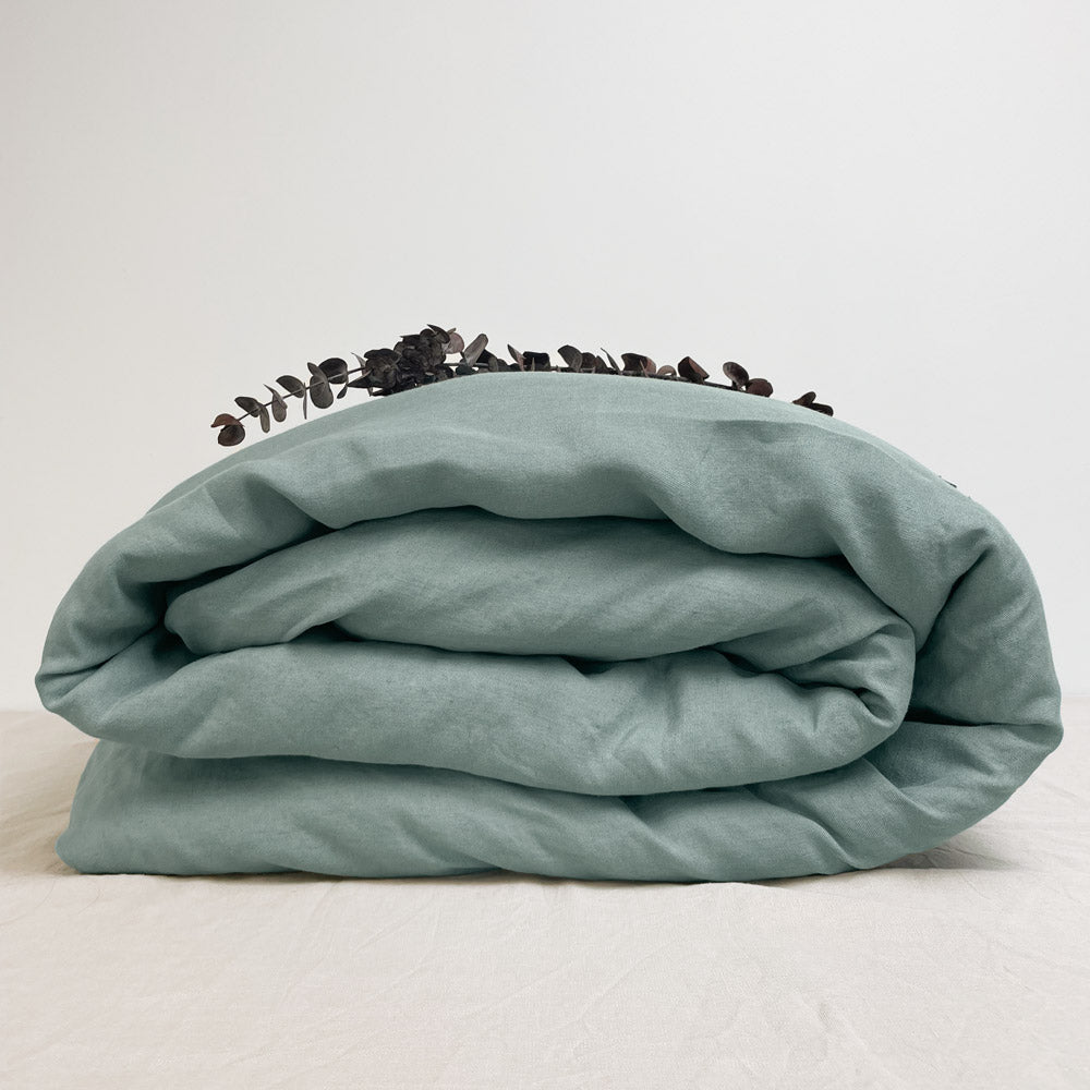 nordery premium collection Bettwäsche Bettbezug Leinen Joan graugruen nachhaltig  zertifiziert 135x200 155x220 200x200 cm