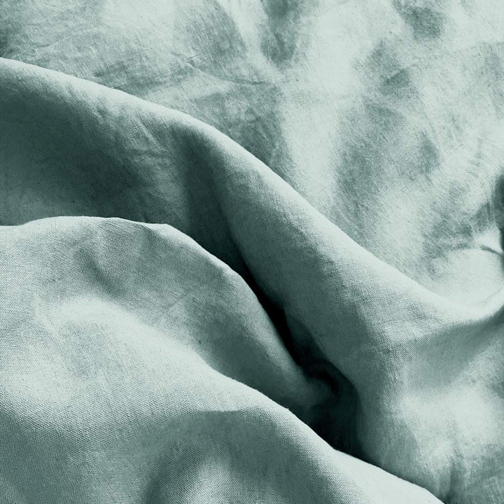Leinen Spannbettlaken JOAN - Graugrün Stoffdetails Nahaufnahme
